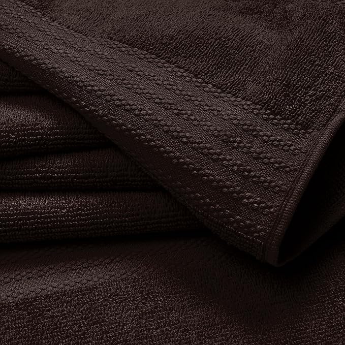 GLAMBURG Ultra Soft 8-Piece Towel Set - 100% Pure Ringspun Cotton, Contains 2 Oversized Bath Towels 27x54, 2 Hand Towels 16x28, 4 Wash Cloths 13x13 - Ideal for Everyday use - Chocolate Brown