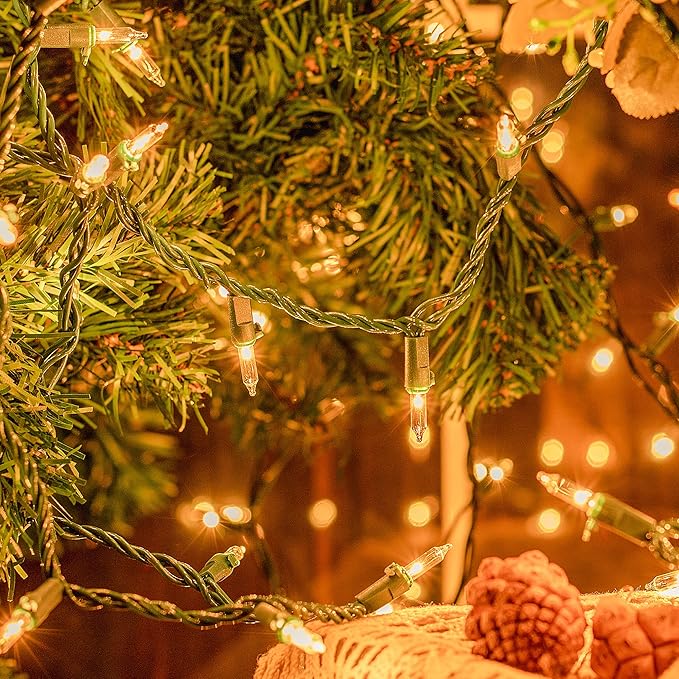 50-Count White Christmas Lights with Green Wire,Mini String Lights for Holiday Decorations, Christmas Tree Lights, Holiday Party, Wedding, Xmas, Home, Indoor & Outdoor Use (13ft Long)