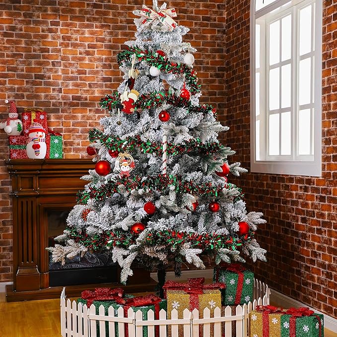 Dingion 59 Feet Christmas Tinsel Garland Metallic Twist Ornaments Hanging Glitter Xmas Garland for Christmas Tree Indoor Outdoor Decoration Party Supplies