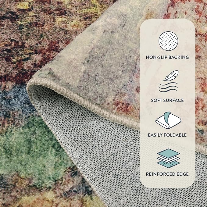 Lahome Modern Abstract Bathroom Runner Rug, 2x4.3 Red Entryway Carpet Runner Rugs with Rubber Backing, Soft Washable Non Slip Laundry Room Rugs and Mats for Bedroom Door Foyer Kitchen Hallway