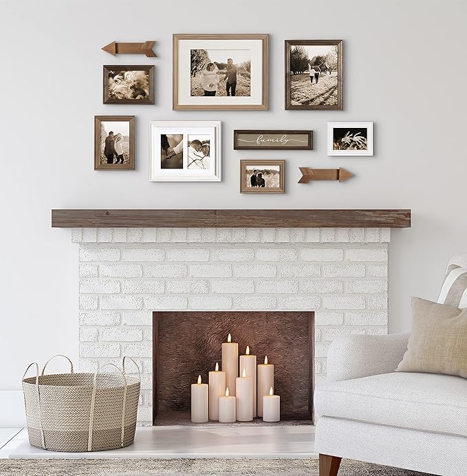 Kate and Laurel Bordeaux Expressions Wall Decor Collection, Set of 10, Industrial Farmhouse Finishes, Assorted Size Frames and Decorative Wall Accents