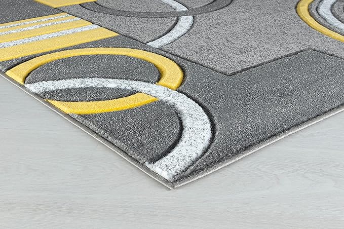 GLORY RUGS Area Rug Modern Soft Hand Carved Contemporary Floor Carpet with Premium Fluffy Texture for Indoor Living Dining Room and Bedroom Area (8x10, Yellow)