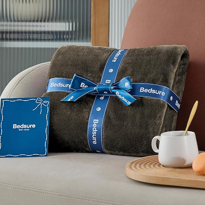 Bedsure GentleSoft Fleece Throw Blanket Brown - 300GSM Blankets for Couch, Sofa, Bed, Soft Lightweight Plush Cozy Throws for Toddlers, 50x60 inches