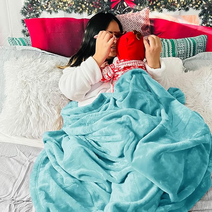 Bedsure GentleSoft Fleece Blankets Twin Size River Blue - 300GSM Lightweight Plush Fuzzy Cozy Soft Blanket for Bed, Sofa, Couch, Travel, Camping, 60x80 inches