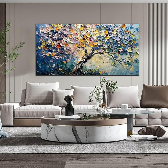 AOZEMI Tree Wall Decor for Living Room Colorful Wall Art Picture Large Artwork Abstract Canvas Art for Office Bedroom 29"x59"