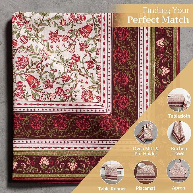 Maison d' Hermine Cloth Napkins Set of 4 100% Cotton Everyday Reusable Square Napkins Cloth Washable, Dinner, Party, Wedding, Restaurant (Reveillon Au Jardin, 20" x 20")