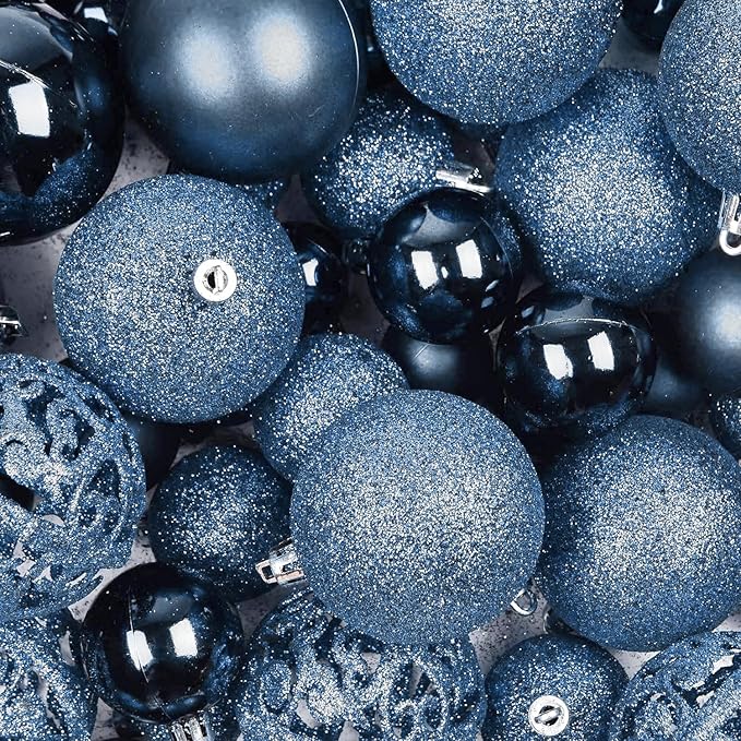 Christmas Balls Tree Ornaments, Shatterproof Christmas Decorations Set with Reusable Hand-held Gift Package for Holiday Xmas Tree Decor (100, Navy Blue)