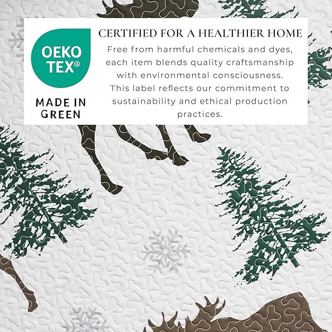 Great Bay Home Lodge Bedspread Twin/Twin XL Size Quilt with 1 Sham. Cabin 2- Piece Reversible All Season Quilt Set. Rustic Quilt Coverlet Bed Set. Wilderness Collection (Moose - Chocolate)