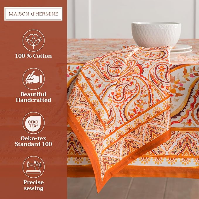 Maison d' Hermine Cloth Napkins Set of 4 100% Cotton Everyday Reusable Square Napkins Cloth Washable, Dinner, Party, Wedding, Restaurant (Palatial Paisley, 20" x 20")