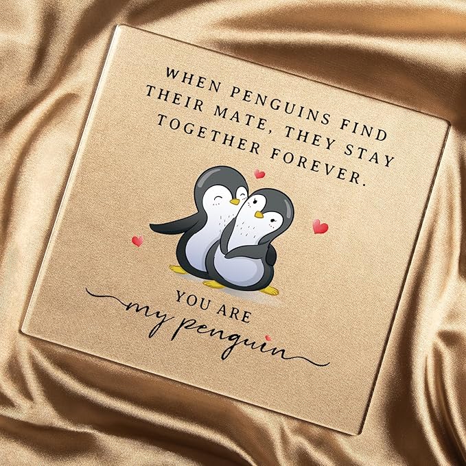 SteadStyle Gifts for Him Her Boyfriend Girlfriend, Romantic Acrylic Plaque Penguin Present, Wedding Anniversary Birthday Gifts for Women Men, Christmas I Love You Gift for Couples Wife Husband