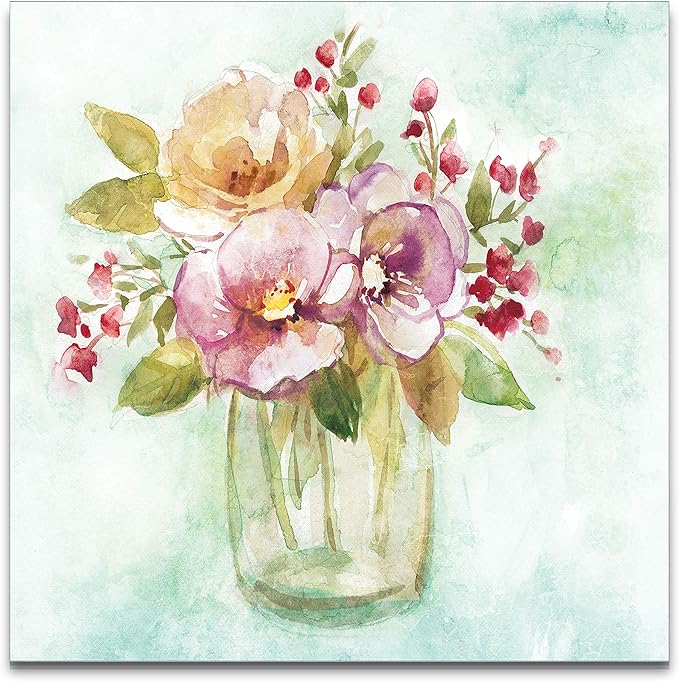 Wexford Home Summer Roses Gallery Wrapped Canvas Wall Art, 10x10