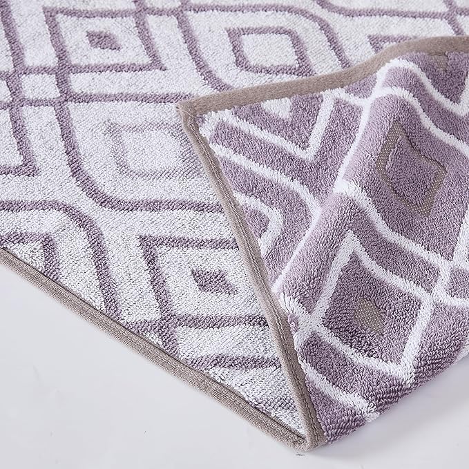 Modern Threads Oxford 6-Piece 100% Cotton Towel Set – Yarn Dyed Jacquard & Solid – Includes 2 Bath Towels, 2 Hand Towels, 2 Washcloths – Absorbent, Quick Dry, Soft & Durable – Lavender