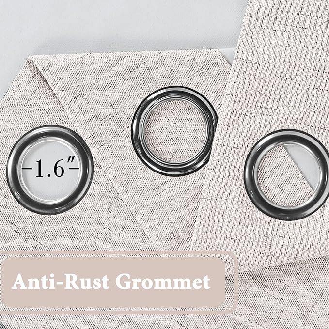 H.VERSAILTEX 100% Blackout Curtain for Bedroom 84 Inches Long Grommet Linen Face Full Light Blocking Curtain Drape for Living Room Thermal Insulated Linen Look Curtain 1 Panel, 52" W x 84" L, Ivory