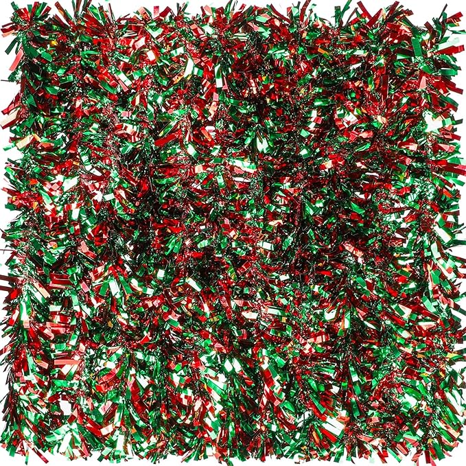 Dingion 59 Feet Christmas Tinsel Garland Metallic Twist Ornaments Hanging Glitter Xmas Garland for Christmas Tree Indoor Outdoor Decoration Party Supplies