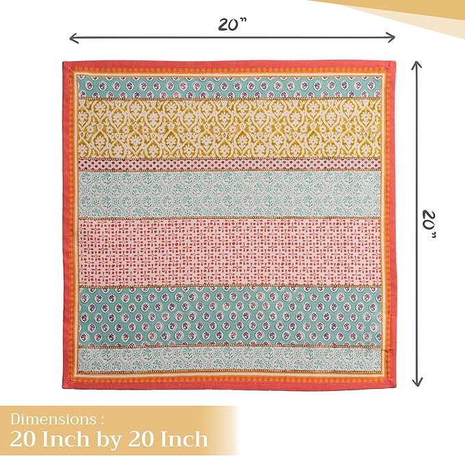 Maison d' Hermine Cloth Napkins Set of 4 100% Cotton Everyday Reusable Square Napkins Cloth Washable, Dinner, Party, Wedding, Restaurant, Spring/Summer (Provence, 20" x 20")