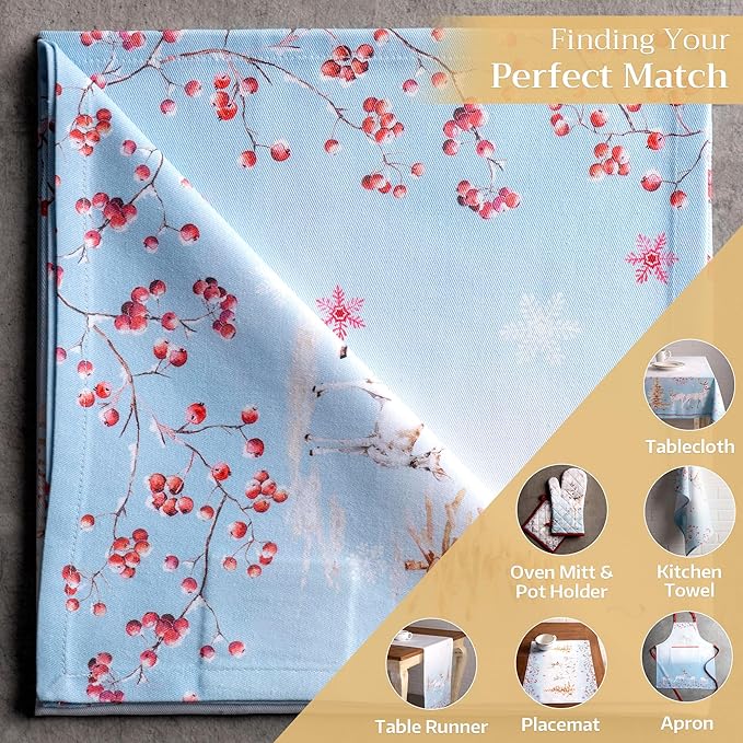 Maison d' Hermine Cloth Napkins Set of 4 100% Cotton Everyday Reusable Square Napkins Cloth Washable, Dinner, Party, Wedding, Restaurant (Fairytale Forest, 20" x 20")