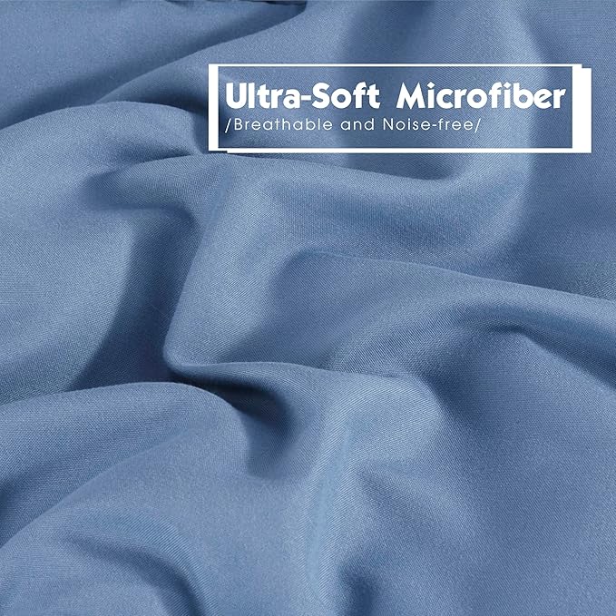 HIG 3pc Dusty Blue Full Size Comforter Set - All Season Reversible Down Alternative Comforter with Two Shams - Quilted Duvet Insert with Corner Tabs - Box Stitched Blanket - Breathable, Soft, Fluffy