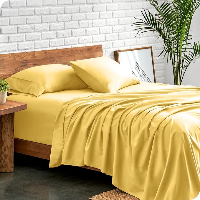 Bare Home Twin XL Sheet Set - College Dorm Size - Luxury 1800 Ultra-Soft Microfiber Twin Extra Long Bed Sheets - Deep Pockets - Easy Fit - Extra Soft - 3 Piece Set - Bed Sheets (Twin XL, Lemon Drop)