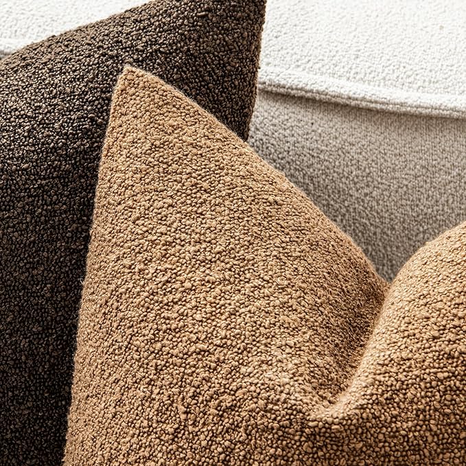 MIULEE 12x20 Inch Decorative Lumbar Throw Pillows for Bed Set of 2 Textured Boucle Neutral Throw Pillow Covers Brown Accent Solid Vintage Pillowcase Cozy Soft Sofa Livingroom Home Decor