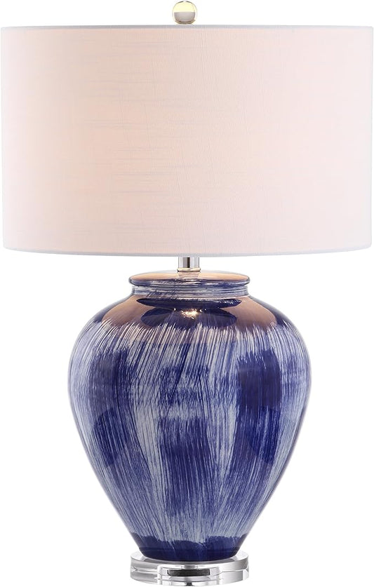 JONATHAN Y JYL5013A Wayland 26" Ceramic LED Table Lamp Transitional Glam Bedside Desk Nightstand Lamp for Bedroom Living Room Office College Bookcase LED Bulb Included, Seaside Blue
