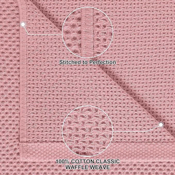 Homaxy 100% Cotton Kitchen Towels and Dishcloths Set, 12 x 12 Inches and 13 x 28 Inches, Set of 10 Bulk Kitchen Towels Set, Ultra Soft Absorbent Dish Cloths for Washing Dishes, Dried Rose