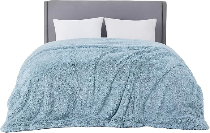 Bedsure GentleSoft Fluffy Light Blue King Size Blanket for Bed, Thick Soft Sherpa Faux Fur Fleece Bedding Fuzzy Plush Winter Warm Heavy Big Large King Blanket, Cozy Blue Gifts for Men Women, 108x90