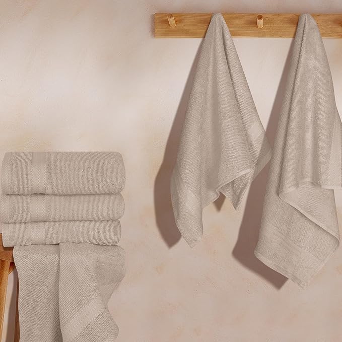 GLAMBURG Ultra Soft 6-Piece Hand Towel Set 16x28-100% Ringspun Cotton - Durable & Highly Absorbent Hand Towels - Ideal for use in Bathroom, Kitchen, Gym, Spa & General Cleaning - Tan