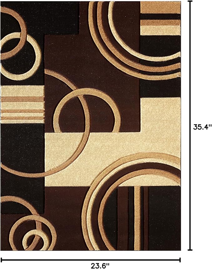 GLORY RUGS Area Rug 2x3 Door Mat Brown Geometric Soft Floor Carpet with Premium Fluffy Texture for Indoor Living Dining Room and Bedroom Area