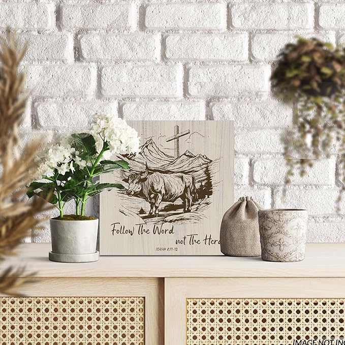 SSQBZU ‘Follow The Word Not The Herd’ Wooden Box, Bible Verse Decorations, Christian Home Decor, Motivational Gifts, Birthday, Thanksgiving, Christmas, Gifts for Family, Friends, etc.(050)