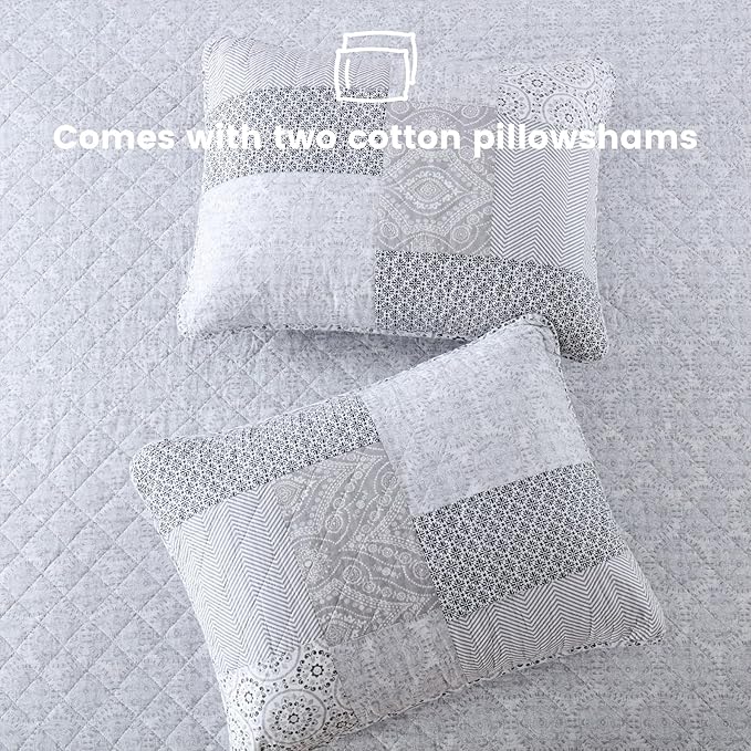 Secgo King Size Comforter Set- 100% Cotton Quilt King Size Set, Green, Sage bedspreads (96 * 108 Inch) with 2 Pillow Shams, Patchwork Reversible Lightweight Bedding