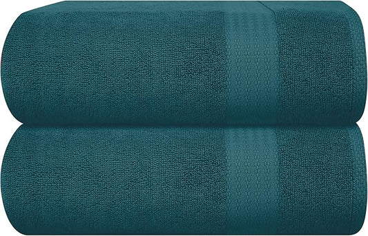 GLAMBURG Premium Cotton Oversized 2 Pack Bath Sheet 35x70-100% Pure Cotton - Ideal for Everyday use - Ultra Soft & Highly Absorbent - Machine Washable - Teal