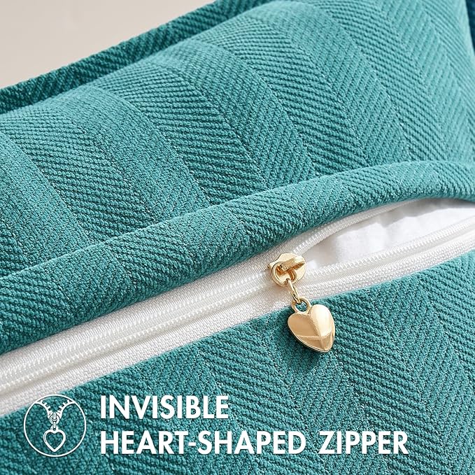 MIULEE Pack of 2 Teal Decorative Pillow Covers 26x26 Inch Soft Chenille Luxurious Couch Throw Pillows Farmhouse Cushion Covers Euro Shams with Elegant Design for Sofa Bedroom Living Room Home Decor