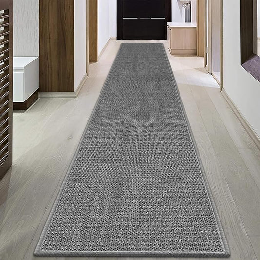 GOYLSER 15ft Laundry Rug Runner Non Slip, Anti Fatigue Kitchen Runner Rug Washable Runner Rug, Grey Absorbent Hall Floor Runner Bathroom Rug