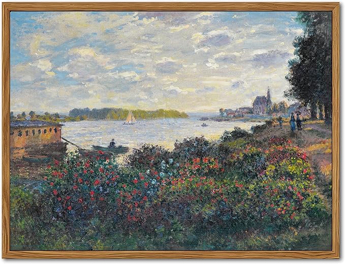 Framed Claude Monet Wall Art – Vintage Landscape Painting Wall Decor, Impressionist Living Room Wall Art, Classic Aesthetic Canvas Prints for Bedroom Kitchen Bathroom – 16"x24"