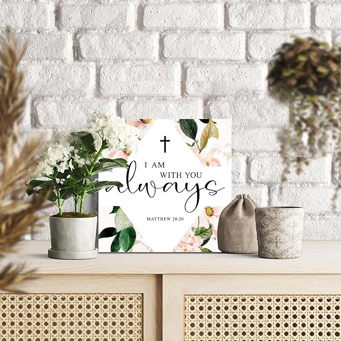 Christian Gifts, ‘I Am With You Always’ Wooden Box Sign Decor, Christian Home Décor, Birthday, Thanksgiving, Christmas Gifts, Christian Decorations, Gifts for Family, Friends, etc.(051)