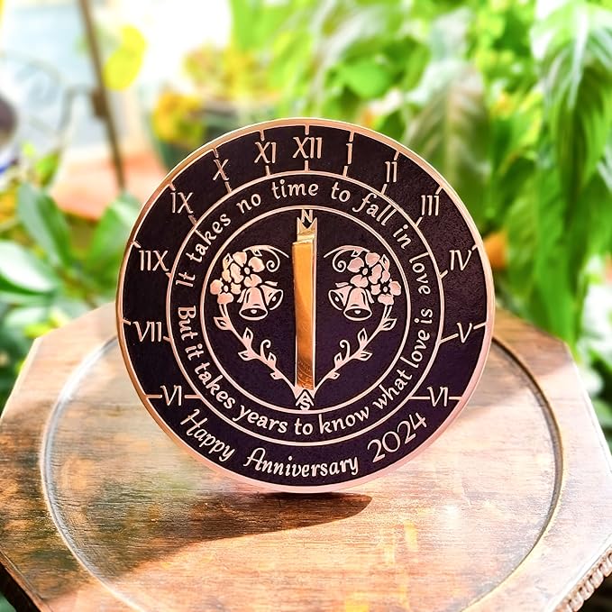 Anniversary Sundial Gift for Any Wedding Anniversary in 2024 - What Love is - Recycled Metal Home Decor Or Garden Present Idea - Handmade in UK for Him, Her Parents Or Couples Celebration
