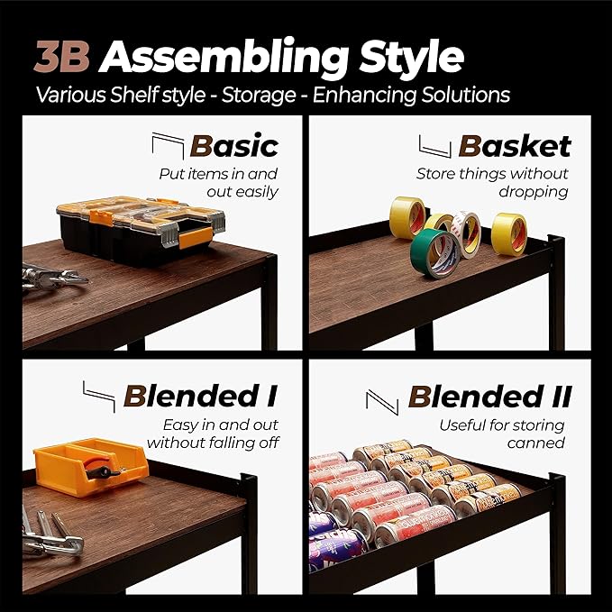 HOMEDANT House 48" Wide Boltless Heavy Duty Garage Storage Shelving Adjustable 5-Tier Metal Shelves Laminated Organization Shelf Industrial Utility Rack for Pantry Warehouse Office Store 10Pack