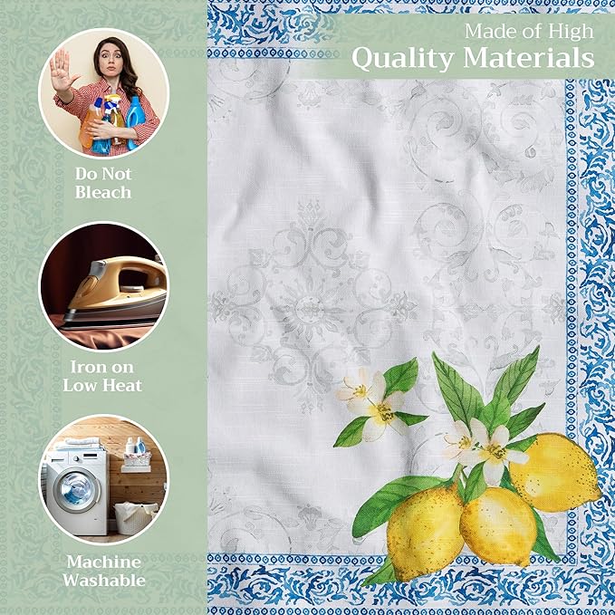 Maison d' Hermine Cloth Napkins Set of 4 100% Cotton Everyday Reusable Square Napkins Cloth Washable, Dinner, Party, Wedding, Restaurant, Spring/Summer (Cedrat, 20" x 20")