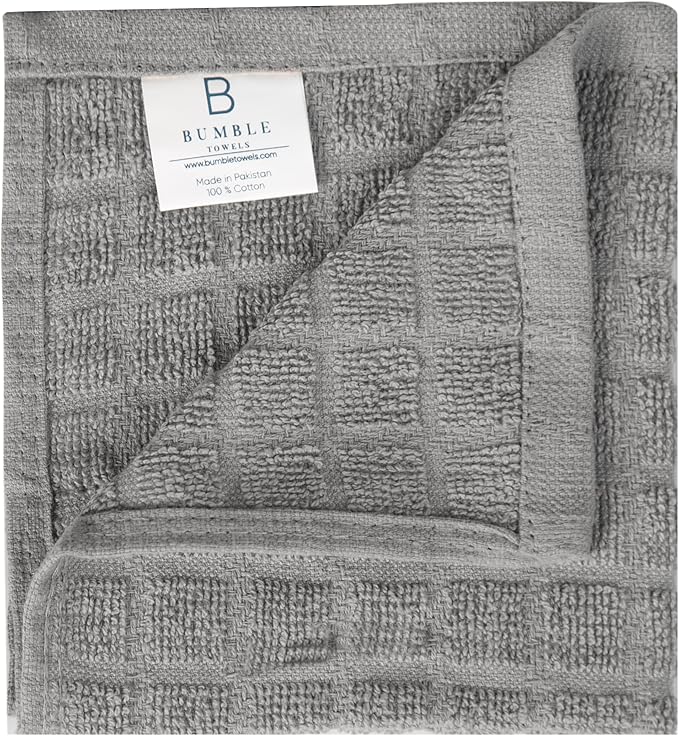 Premium Dish Towels (12”x 12”, 8 Pack) | Cotton Kitchen Hand Towels | Kitchen Towels | Highly Absorbent Tea Towels Set | Grey