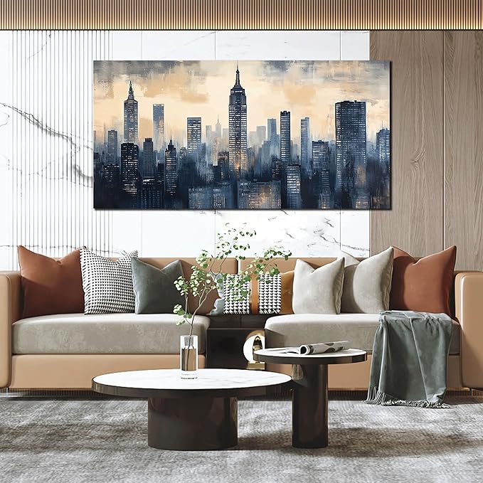New York Art Wall Decor - Modern Canvas Wall Art Living Room - Large City Wall Art for Bedroom Size 29" x 59"