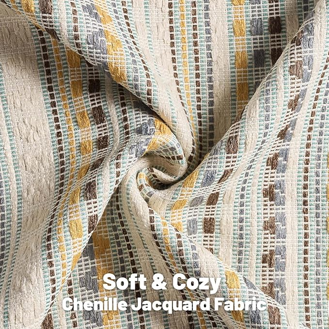 FUTEI Yellow Grey Decorative Throw Pillow Covers 24x24 Inch Set of 2,Soft Cozy Chenille Jacquard Textured Euro Pillow Shams,Boho Home Decor for Couch Bed Living Room