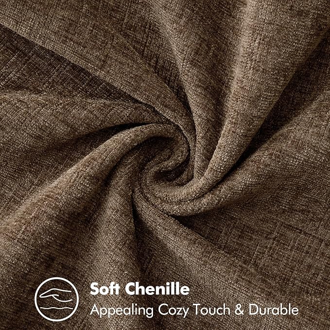 MIULEE Pack of 2 Couch Throw Pillow Covers 16x16 Inch Brown Farmhouse Decorative Pillow Covers with Stitched Edge Soft Chenille Solid Dyed Spring Pillow Covers for Sofa Bed Living Room