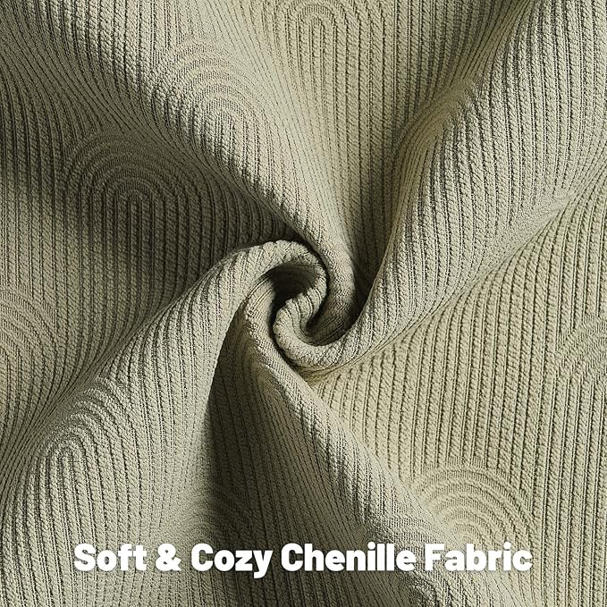 FUTEI Moss Green Chenille Decorative Throw Pillow Covers 24x24 Inch Set of 2,Soft Cozy Striped Geometric Patterns European Cushion Case,Modern Home Decor for Couch Bed Living Room