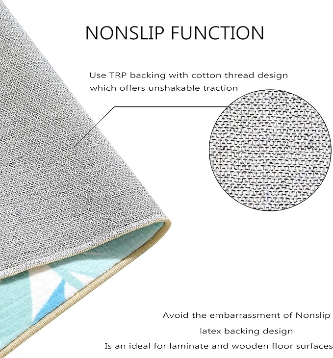 RoomTalks Tropical Leaves Washable Rug, Colorful Pink Blue Boho Cute Floral Aesthetic 4x6 Area Rugs for Bedroom Dorm Living Room Kitchen, Modern Abstract Art Palm Leaf Thin Indoor Entryway Carpet