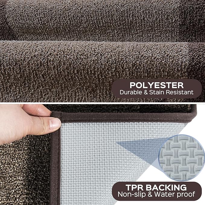 Machine Washable (24" x 36"+ 24" x 60"') Kitchen Rugs Set of 2, Non Slip Kitchen Mats for Floor, Absorbent Entrance Runner Rugs for Bedroom, Hallway, Bathroom, Door (Roll Packing)