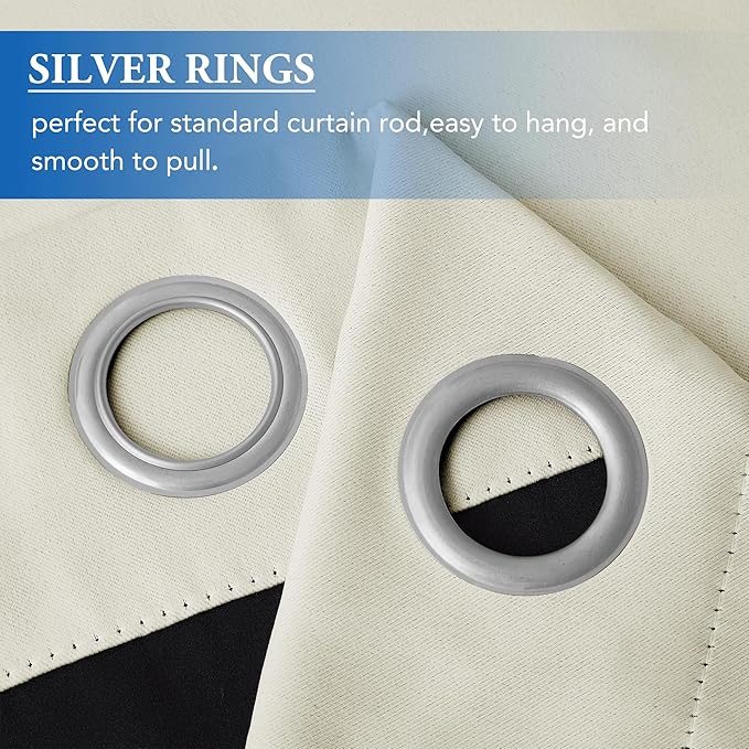 Beauoop 100% Blackout Curtains 96 Inches Long for Patio Sliding Door Cream Solid Extra Wide Room Darkening Thermal Insulated Room Divider Soundproof Grommet Window Treatment Drapes,100x96 Set of 1