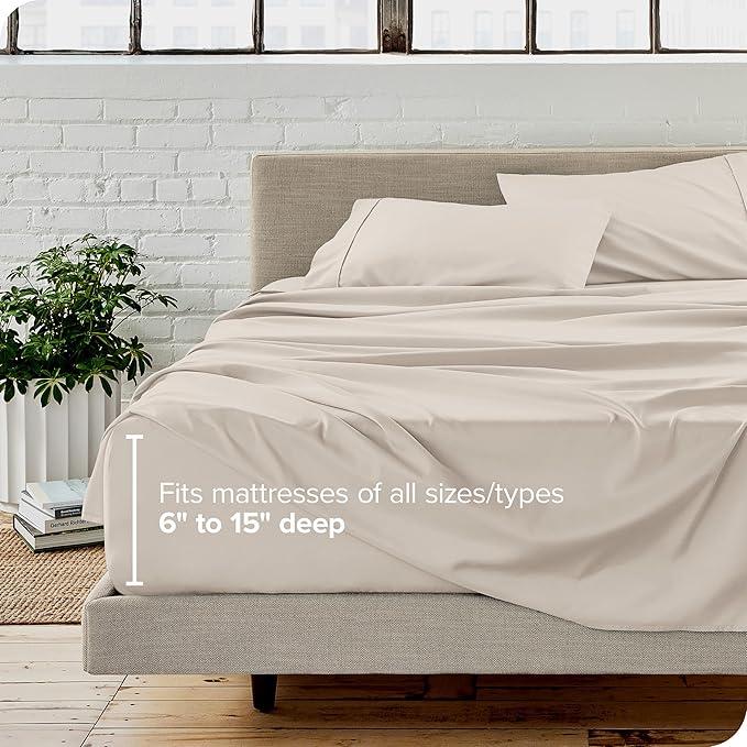 Bare Home Queen Sheet Set - Luxury 1800 Ultra-Soft Microfiber Bed Sheets - Double Brushed - Deep Pockets - Easy Fit - 4 Piece Set - Bedding Sheets & Pillowcases (Queen, Wheat)