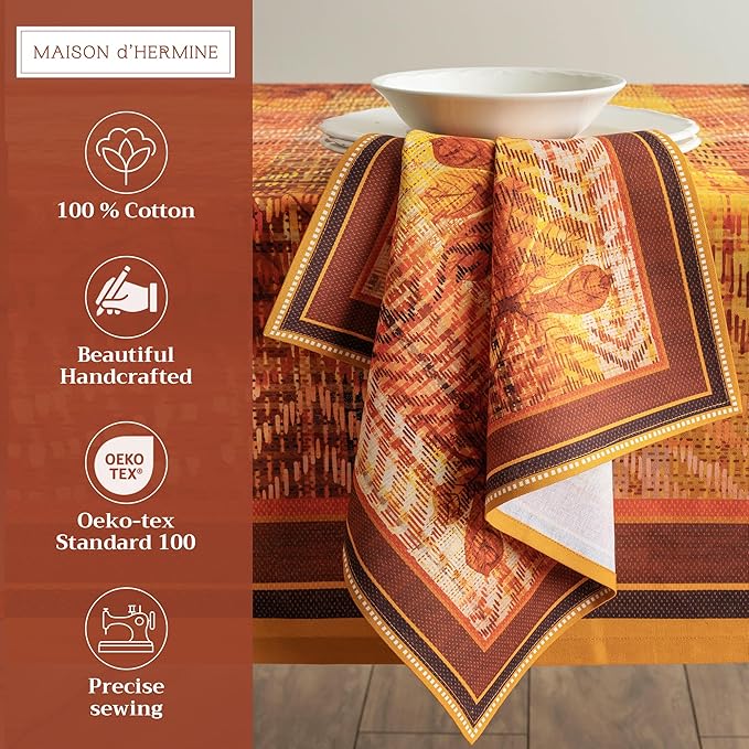 Maison d' Hermine Cloth Napkins Set of 4 100% Cotton Everyday Reusable Square Napkins Cloth Washable, Dinner, Party, Wedding, Restaurant (Thanksgiving Tartan, 20" x 20")