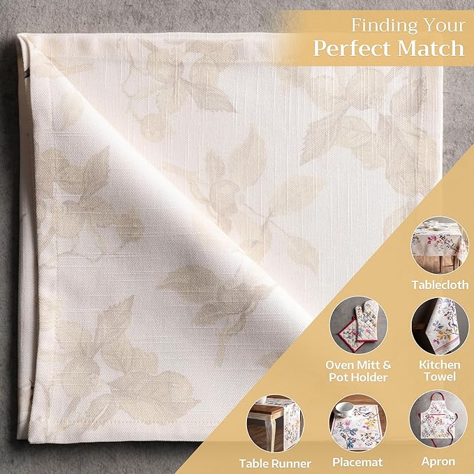Maison d' Hermine Cloth Napkins Set of 4 100% Cotton Everyday Reusable Square Napkins Cloth Washable, Dinner, Party, Wedding, Restaurant (Equinoxe - Beige, 20" x 20")