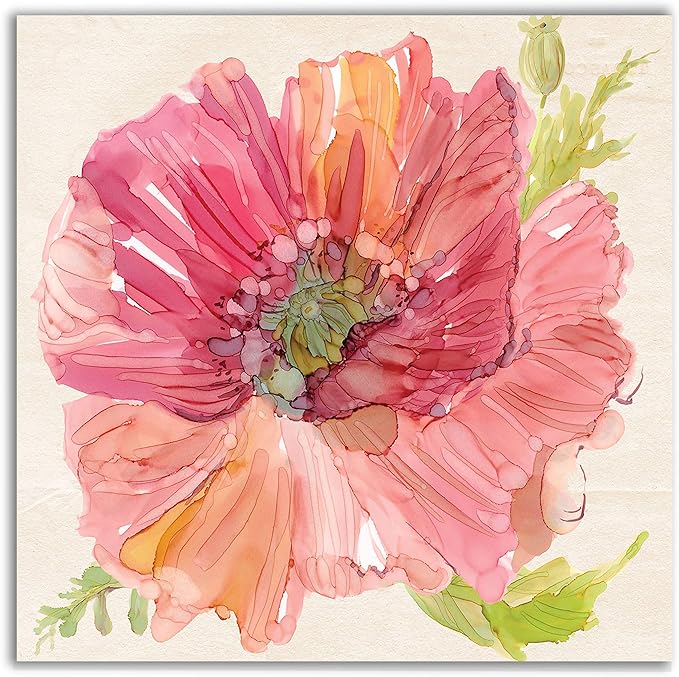 Wexford Home Botanical Poppy Gallery Wrapped Canvas Wall Art, 24x24